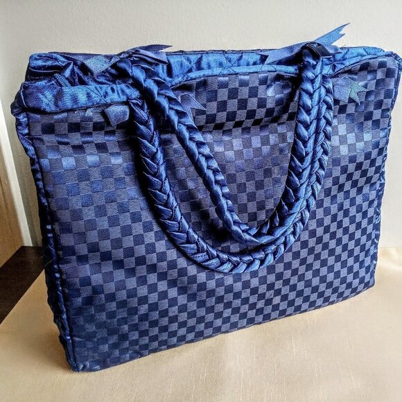 NaRaYa Blue Satin Bag with Braided Double Handle - Picture 1 of 6